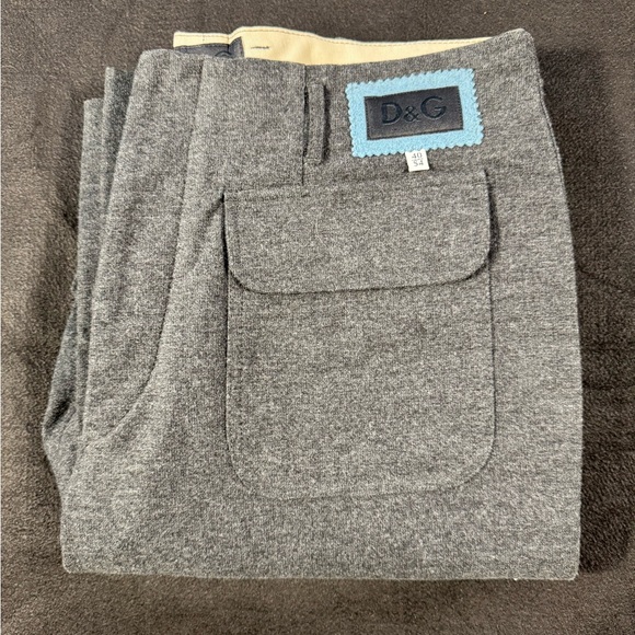 Vintage D&G Dolce & Gabbana Gray Textured Wool-Blend Pants Made in Italy
